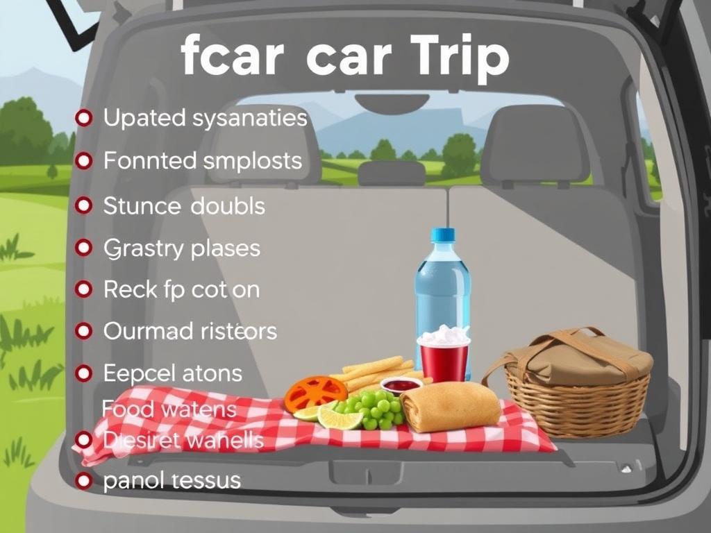 Список необходимых вещей для поездки на машине. Еда, вода и набор для пикника